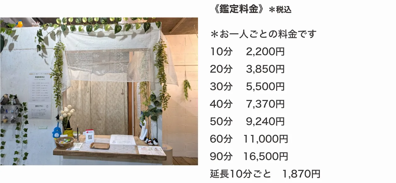 占い館ペンギンの森の料金・メニュー（公式サイト）