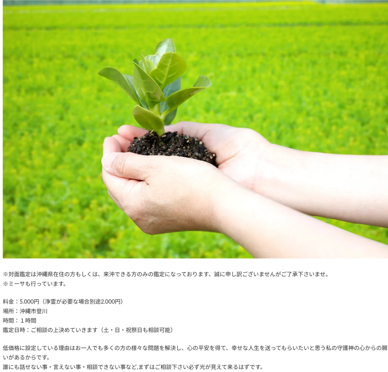 比嘉栄子 自宅占いの館の料金・メニュー(公式サイト)